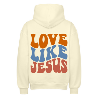 Love like Jesus Oversized Hoodie Detailansicht, Mountain Movers christliche Streetwear