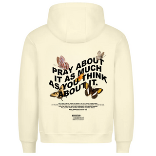Pray about it Hoodie BackPrint Detailansicht, Mountain Movers christliche Streetwear