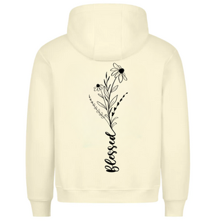 Blessed Flower Back Hoodie BackPrint Detailansicht, Mountain Movers christliche Streetwear