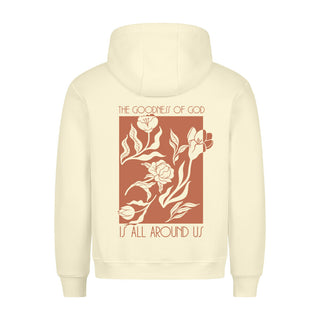 Goodness of God Flowers Hoodie BackPrint Detailansicht, Mountain Movers christliche Streetwear