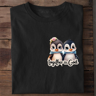 Samen in God Penguin T-shirt