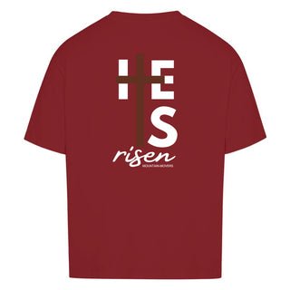 He is risen cross Oversized Shirt BackPrint