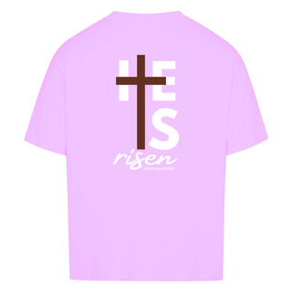 He is risen cross Oversized Shirt BackPrint