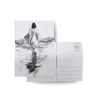 Walk on Water black&white Postkarte Variante, Mountain Movers christliches Design