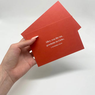 Alles geschehe in Liebe Postkarte Variante, Mountain Movers christliches Design