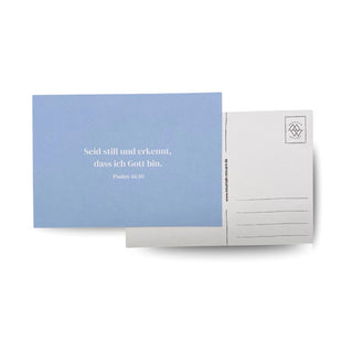 Seid still Postkarte Variante, Mountain Movers christliches Design