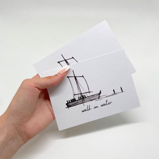 Walk on Water Sketch Postkarte Variante, Mountain Movers christliches Design