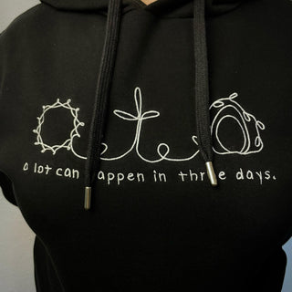 A lot can happen Hoodie Detailansicht, Mountain Movers christliche Streetwear