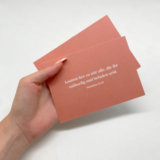 Kommt her zu mir Postkarte Variante, Mountain Movers christliches Design
