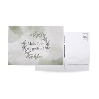 Mein Gott ist größer Postkarte Variante, Mountain Movers christliches Design