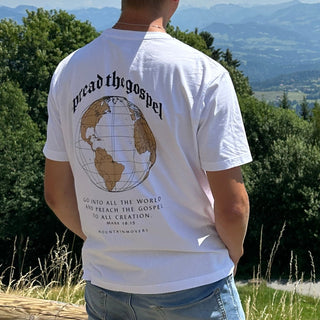 Gospel Oversized Shirt BackPrint Detailansicht, Mountain Movers christliche Streetwear