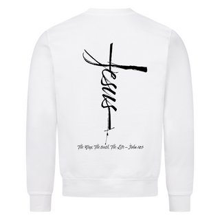 Jesus Cross Sweatshirt BackPrint Detailansicht, Mountain Movers christliche Streetwear