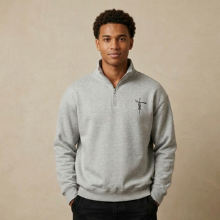 Jesus Cross Half Zip Sweater, christliche Streetwear von Mountain Movers