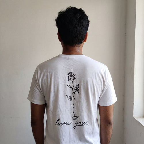 Jesus loves you Rose shirt backprint