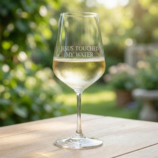 Jesus touched my Water bauchiges Weinglas Variante, Mountain Movers christliches Design