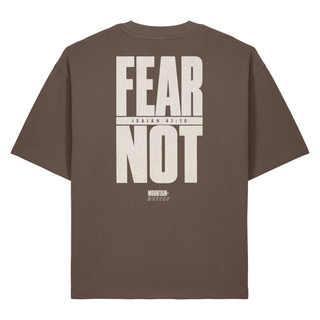 Fear Not Typo Heavy Oversized Shirt BackPrint, Mocha, Rückseite