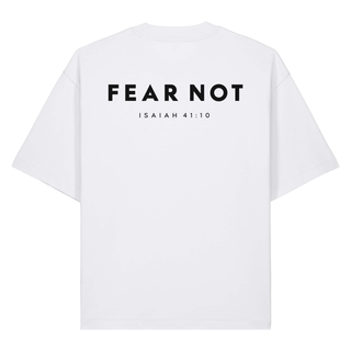 Fear Not Heavy Oversized Shirt Front & Back, Weiß, Rückseite