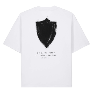 Do Not Fear Schild Heavy Oversized Shirt BackPrint, Weiß, Rückseite