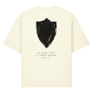 Do Not Fear Schild Heavy Oversized Shirt BackPrint, Cream, Rückseite