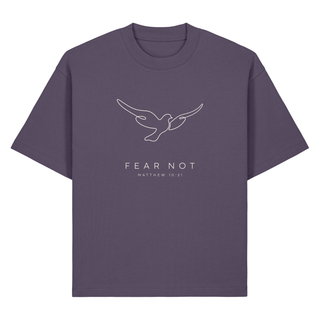 Fear Not Taube Matthäus 10:31 Heavy Oversized Shirt Chestprint, Grape, Vorderseite