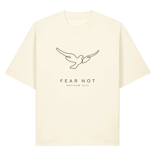 Fear Not Taube Matthäus 10:31 Heavy Oversized Shirt Chestprint, Cream, Vorderseite