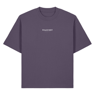 Fear Not Höhenlinien Heavy Oversized Shirt BackPrint, Grape, Vorderseite