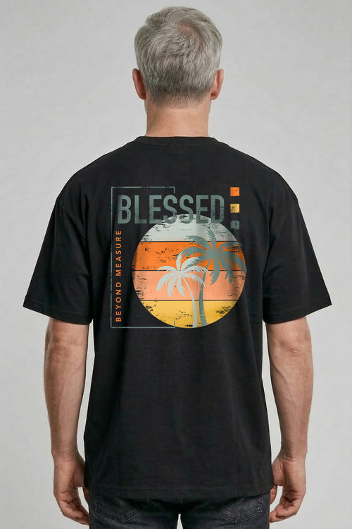 Gezegend retro oversized T-shirt met print op de achterkant