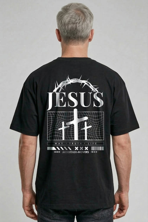 Jesus Way Truth Life Oversized Shirt Front and Back Print