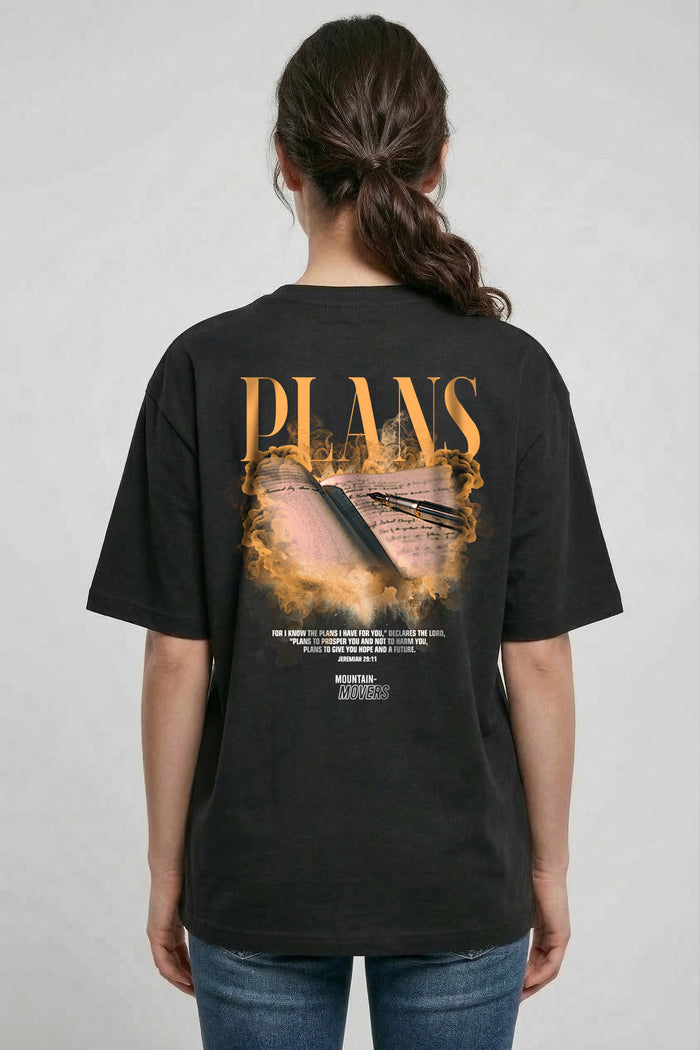 Plans Oversized T-shirt met print op de achterkant