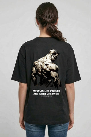 Muscles like Goliath Oversized Shirt BackPrint, christliche Streetwear von Mountain Movers