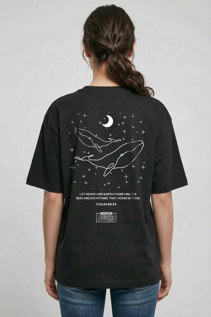 Heaven and Earth praise him Oversized Shirt BackPrint