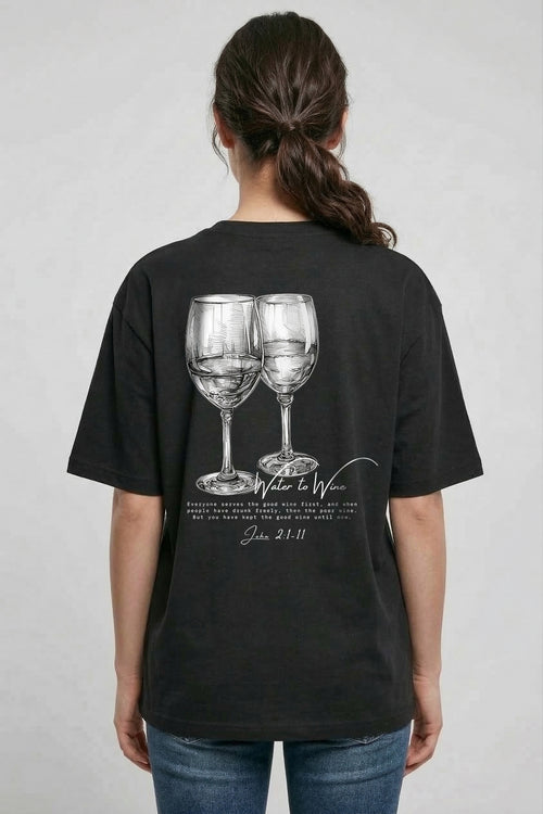 Water to Wine Sketch Oversized Shirt BackPrint