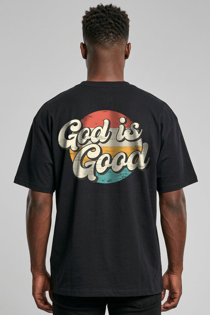 God is goed retro cirkel oversized T-shirt