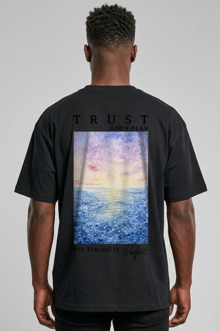 Trust God´s Plan Aquarell Oversized Shirt BackPrint, christliche Streetwear von Mountain Movers