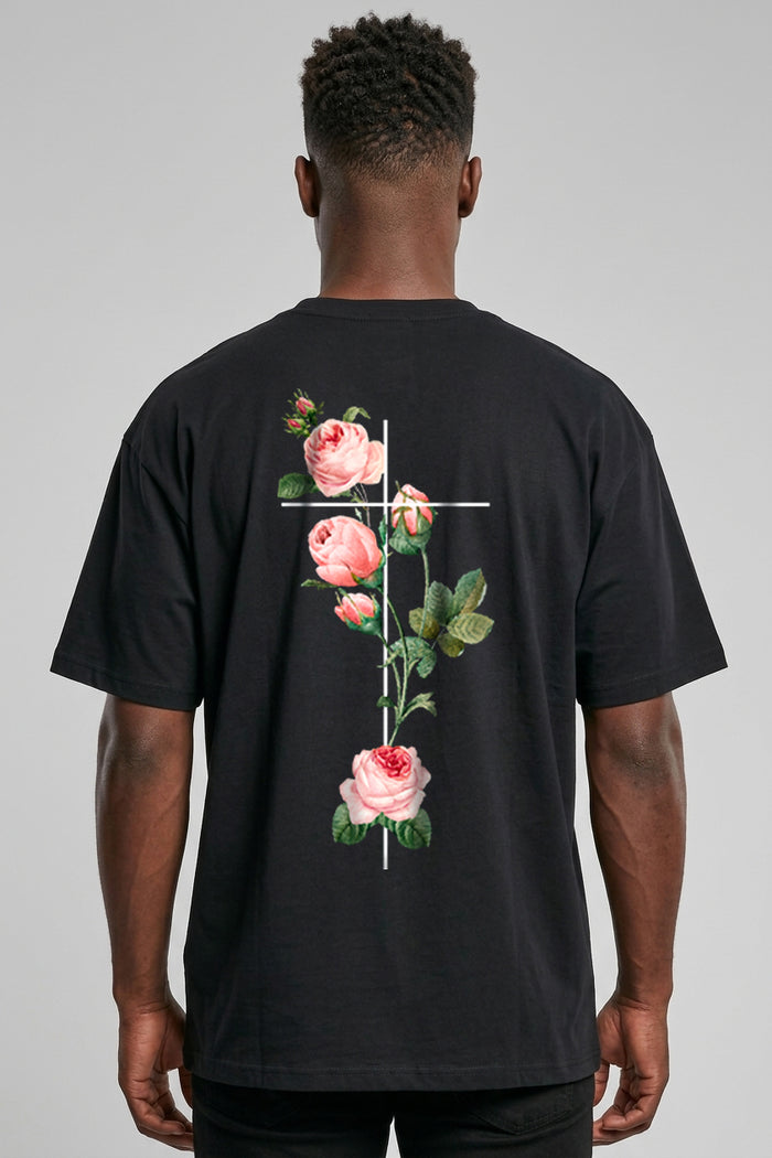 Rose oversized T-shirt met print op de achterkant
