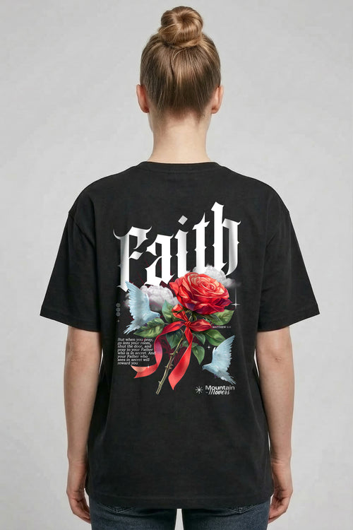 Faith bloemen duif Oversized Shirt Rugprint