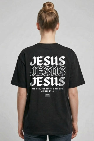 Jesus (John 14:6) Oversized Shirt BackPrint im Lifestyle Look, Mountain Movers DACH