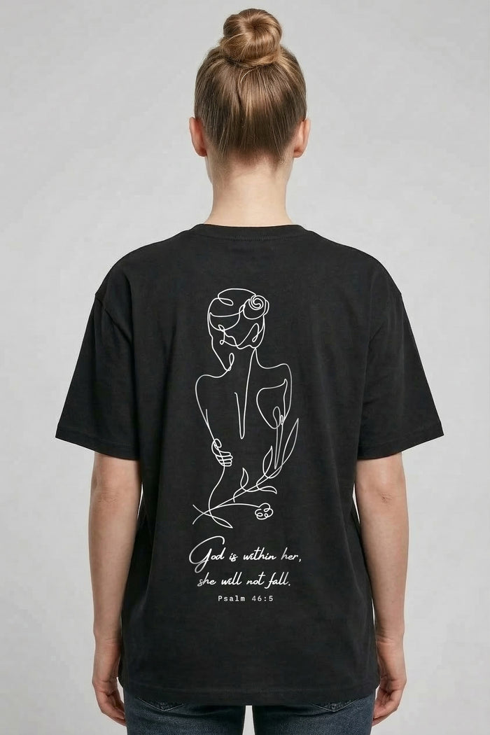 God is within her lineart oversized shirt backprint