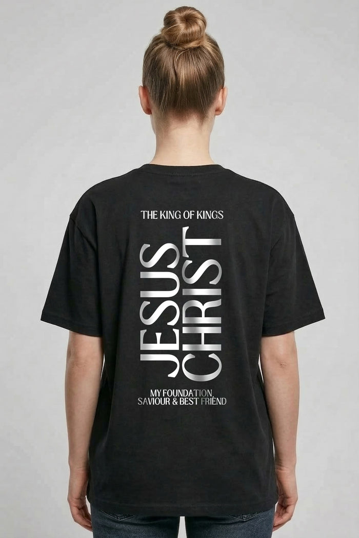 Koning Jezus Christus Oversized T-Shirt Rugprint
