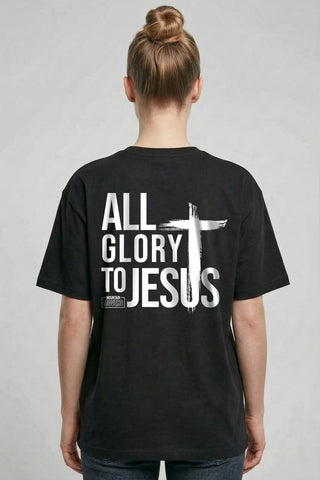 All Glory to Jesus Oversized Shirt BackPrint im Lifestyle Look, Mountain Movers DACH