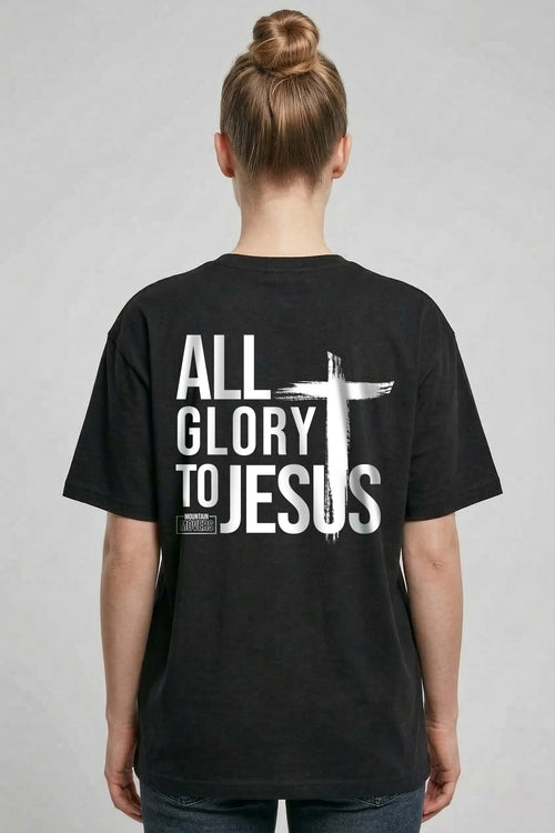 Alle glorie aan Jezus Oversized T-Shirt Rugprint
