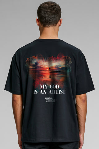 MY GOD IS AN ARTIST Oversized Shirt BackPrint im Lifestyle Look, Mountain Movers DACH