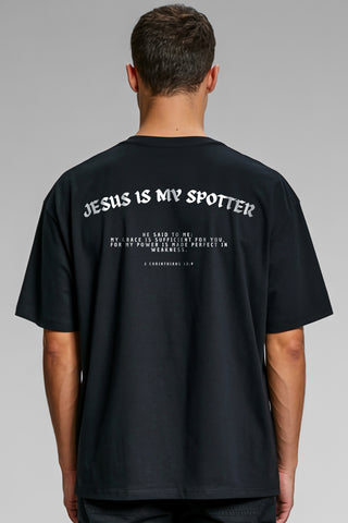 Jesus is my Spotter Gym Oversized Shirt BackPrint im Lifestyle Look, Mountain Movers DACH