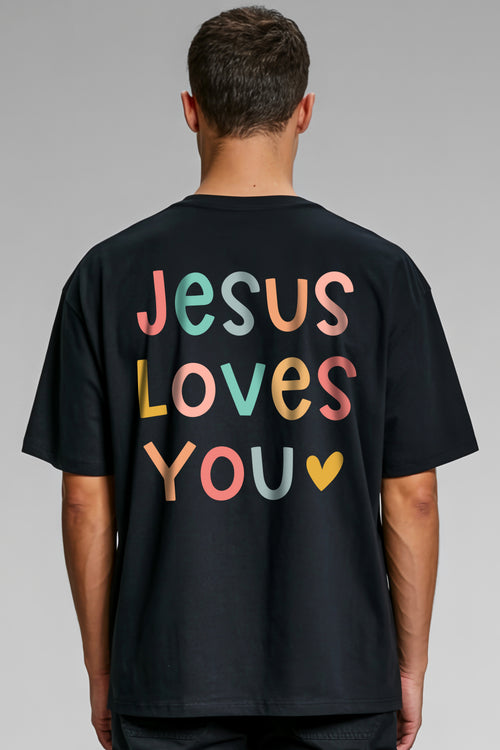Jezus houdt van je Oversized T-shirt Rugprint