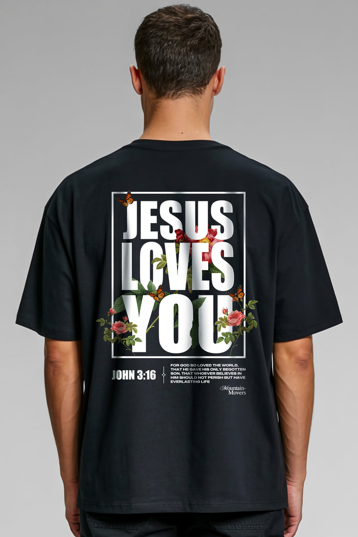 Jesus loves you Flower Oversized Shirt BackPrint