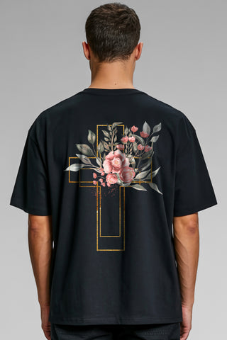 Golden Cross Aquarell Oversized Shirt BackPrint im Lifestyle Look, Mountain Movers DACH