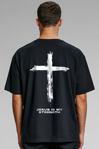 Jesus is my strength Oversized Shirt BackPrint, christliche Streetwear von Mountain Movers