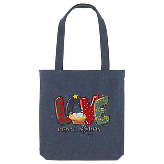 Love came down Christmas Tragetasche Detailansicht, Mountain Movers christliche Streetwear