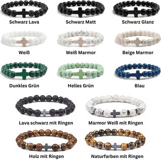 Surprise Kreuz Perlenarmband Detailansicht, Mountain Movers christliche Streetwear