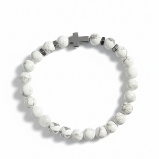 Surprise Kreuz Perlenarmband Detailansicht, Mountain Movers christliche Streetwear